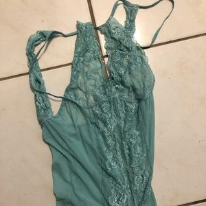 Teal Lace Sheer Lingerie